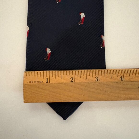 Ralph Marlin Vintage Tie Navy Golfer Putting Polyester Mens Necktie USA Office - Picture 6 of 7